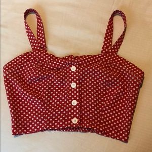 Red/white polka dot crop top